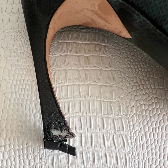 Christian DIOR Green Lizard Peep Toe Platform Heels Pumps - Picture 10 of 11